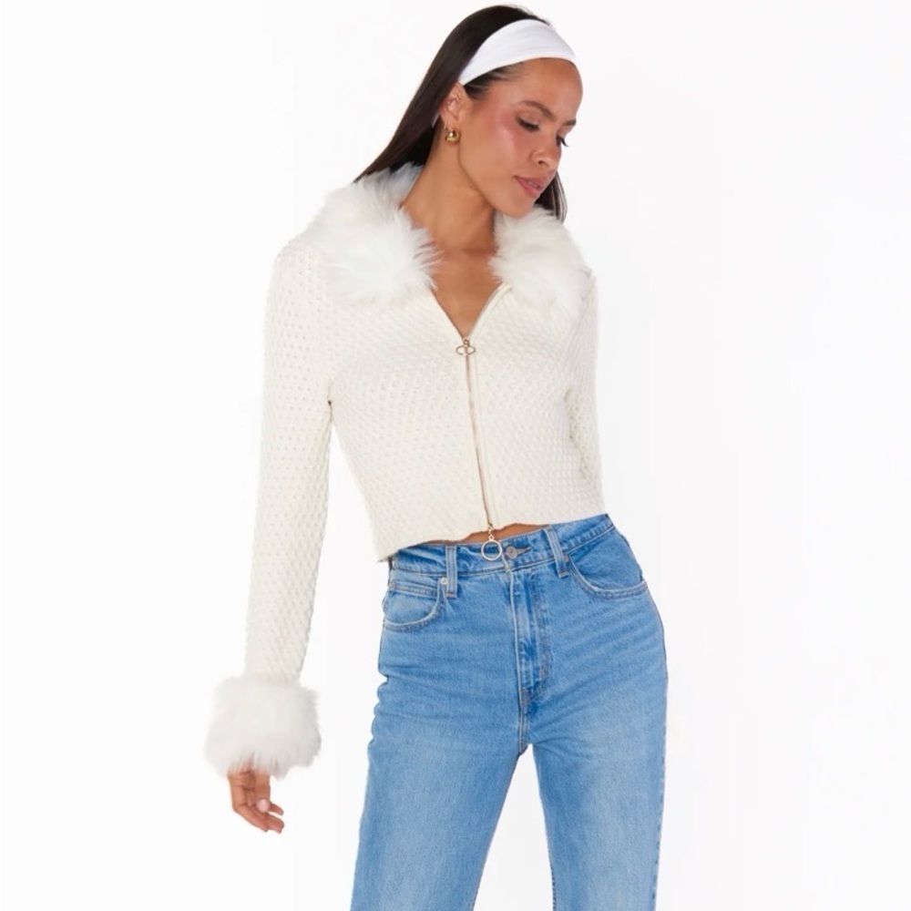 Show Me Your Mumu Zermatt Zip Up in White Pebble